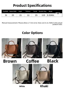 Guida alle taglie per borsa tote in PU con dimensioni e varie opzioni di colore disponibili