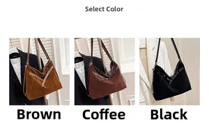 Borse shopper minimaliste invernali da donna in marrone, caffè e nero effetto scamosciato