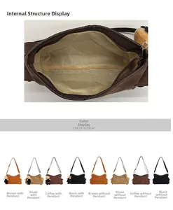 Internal structure and color variants of the large retro bucket shoulder bag