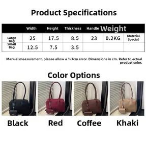 Size chart for minimalist women's tote and pouch set with detailed measurements and materials
