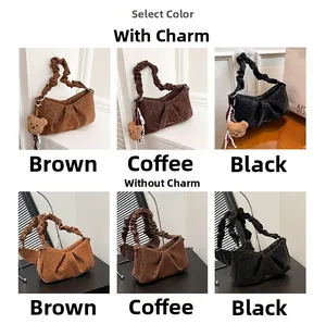 Detailed grid view of leopard print ruched cloud bags in brown, khaki, and black options