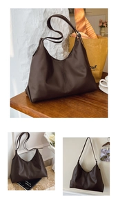 Detail view of a dark coffee brown Hobo bag with adjustable strap and matte finish