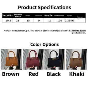 Tabella delle taglie e dimensioni per la borsa opaca vintage con varie opzioni di colore