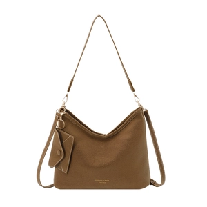 Sac fourre-tout vintage en cuir marron avec pochette enveloppe et surpiqûres blanches