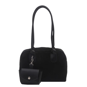 Vintage matte black hobo bag set with matching coin purse and adjustable shoulder strap
