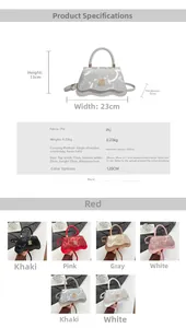Detailed technical specifications and dimensions of the stylish wavy cloud handbag in PU leather