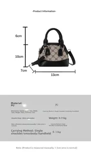 Detailed dimension chart for mini shell bag with 13x10x7cm size and adjustable strap