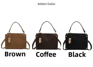 Chic women's crossbody bags in black, brown, and coffee with textured faux leather