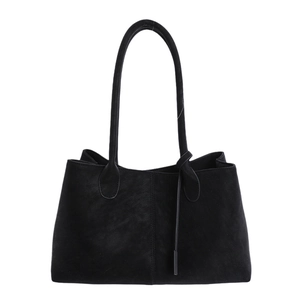Borsa tote nera opaca minimalista con cinturino vintage e grande capacità interna
