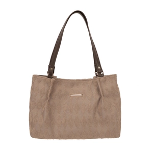 Borsa tote marrone trapuntata in finta pelle scamosciata con dettagli metallici oro