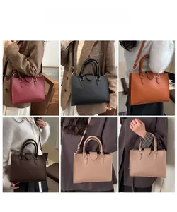 Six colors of minimalist crossbody bags showing styling options with various outfits