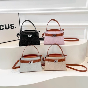 Women Glitter Sequin Handbag PU Leather Woven Texture Top Handle Shoulder Crossbody Bag With Adjustable Strap Versatile Chic