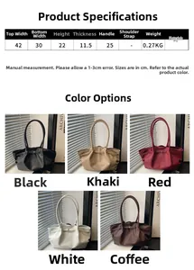 Spécifications détaillées de taille pour grand sac cabas plissé en cuir PU souple