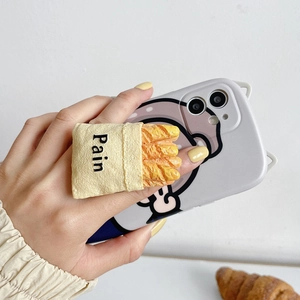 Supporto per telefono 3D a forma di baguette con custodia viola a cartone animato