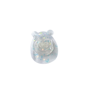 Glitter bear phone grip with heart sequins and transparent resin for smartphone