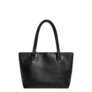 Minimalist black tote bag with gold metal hardware for women's daily office commute