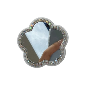 Miroir de maquillage fleur en strass DIY et support de téléphone pliable arc-en-ciel