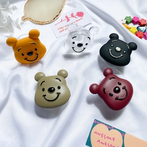 Detailed view of bear-shaped collapsible phone grips in five assorted trendy colors