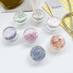 Set of glitter resin collapsible phone sockets with gold foil flakes in multiple colors