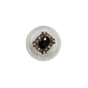 Luxury phone grip with vintage metal base, dark gemstone, pearls and sparkling rhinestones