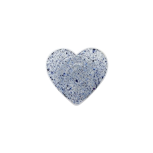 Blue and silver glitter heart-shaped expanding phone grip with resin sparkle finish
