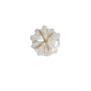 Elegant floral phone grip with white translucent petals and centered sparkling crystal