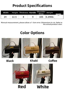 Detailed size guide and color options for the PU leather crossbody kelly handbag