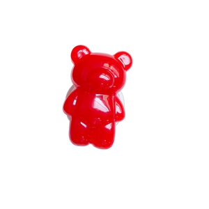 Cute red gummy bear collapsible phone grip with transparent base and glossy finish