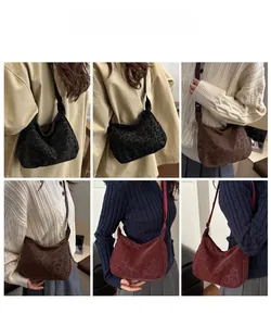 Collage of model carrying various leopard print tote bags in black, coffee, and burgundy