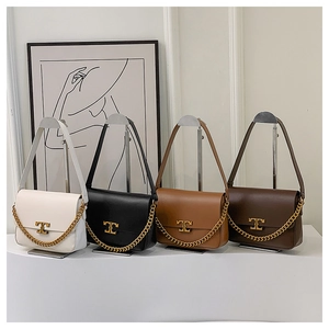 Women Crossbody Bag PU Leather Retro Small Square Shoulder Bag With Gold Chain Flip Cover For Daily Commuting Fashion
