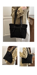 Détail du sac cabas noir à motif léopard avec des finitions de cordon de serrage