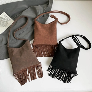 Sac À Épaule À Franges Pour Femmes Similicuir Daim Glands Bohème Rétro Quotidien Décontracté Sac Hobo