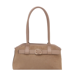 Sac sous le bras vintage en daim marron avec boucle dorée et bandoulière en cuir lisse