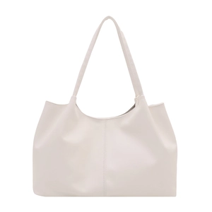 Minimalist off-white large capacity tote bag with dual shoulder straps for commute