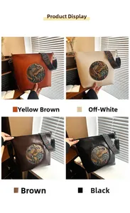Collection of vintage tote bags in four colors featuring elephant relief and ethnic straps