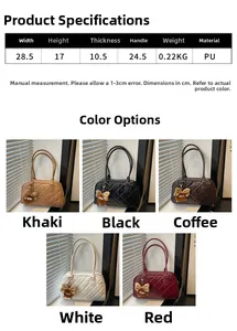 Tabella taglie borsa a tracolla trapuntata in PU con dimensioni e varianti colore kaki