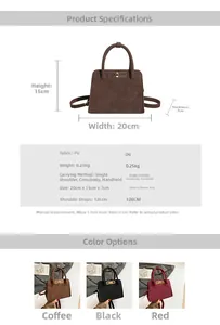 Detailed view of vintage crossbody bag sizes 20x15x7cm and multiple color options