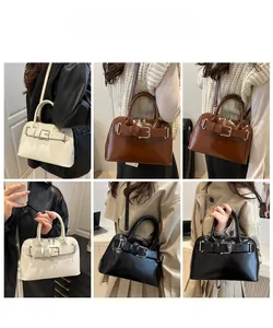 Detailed views of multi-color crossbody bags showing textures and styling options
