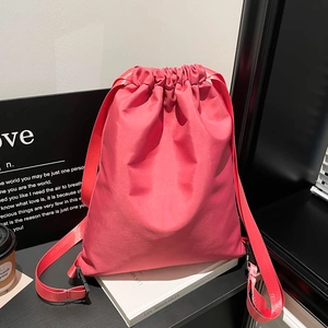 Chic bright pink drawstring backpack with large capacity for travel and daily commuting