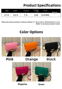 Size chart showing 17.5x11.5x7.5cm dimensions for crocodile texture crossbody bag