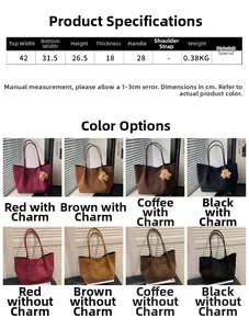 Tableau des tailles détaillé et options de couleurs pour le grand sac fourre-tout