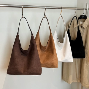 Women Suede Tote Bag Large Capacity Minimalist Vintage Hobo Shoulder Bag Professional Office Commute Versatile Handbag