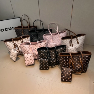 Large Capacity PU Leather Tote Handbag And Small Pouch Trendy Commuting Print Pattern Shoulder Bag For Women High End