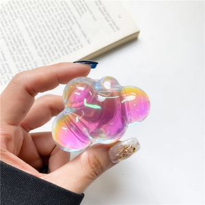 Iridescent cloud shaped phone grip stand with vibrant purple laser gradient finish