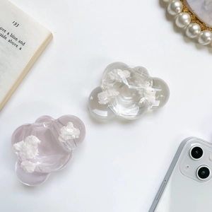 Transparent and purple cloud-shaped collapsible phone socket stands with resin texture