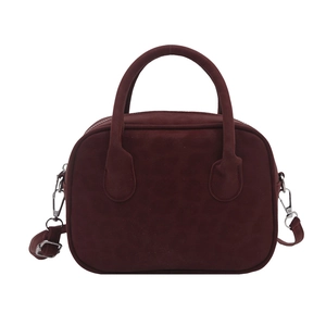 Sac à main en daim rouge foncé pour femme avec poignées rondes et bandoulière
