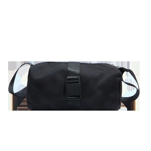 Waterproof black nylon travel shoulder bag with adjustable buckle and large capacity design