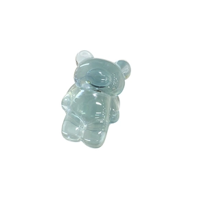 Translucent light blue bear-shaped cell phone grip stand with a cute crystal-like finish