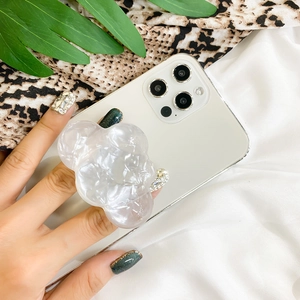 Support de téléphone en résine en forme de nuage blanc avec finition perle