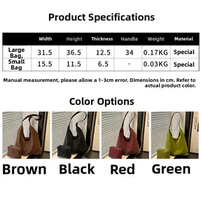 Detailed size chart and dimensions for the leopard print tote bag and pouch set